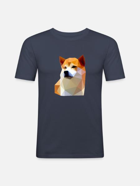 Low Poly Shiba Inu Dog - Men's Slim Fit T-Shirt - navy