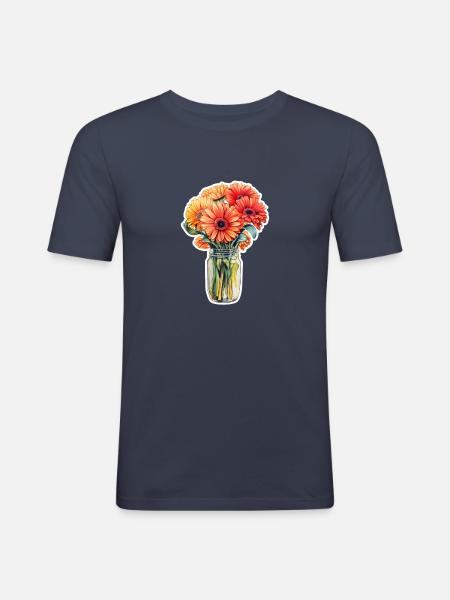 Gerbera Daisies - Men's Slim Fit T-Shirt - navy