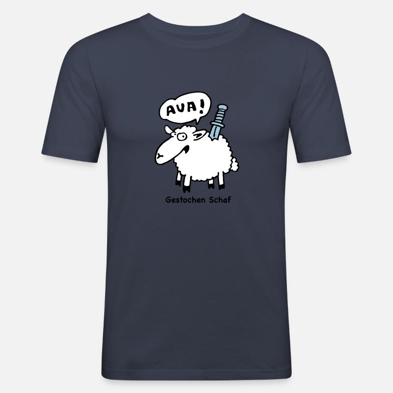 gestochen_schaf - Männer Slim Fit T-Shirt - Navy