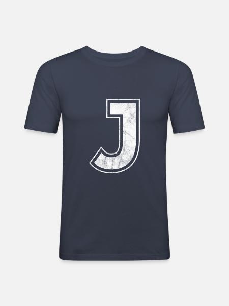 Letter J - Men's Slim Fit T-Shirt - navy