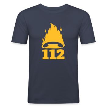 Call 112 Fire Department - Men's Slim Fit T-Shirt - navy - Front - Nik (191cm)