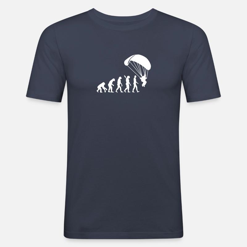 Évolution Parachutisme - T-shirt près du corps Homme - bleu marine