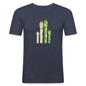 spargel familie,spargel,weisser spargel,familie - Männer Slim Fit T-Shirt - Navy - Vorne - Nik (191cm)