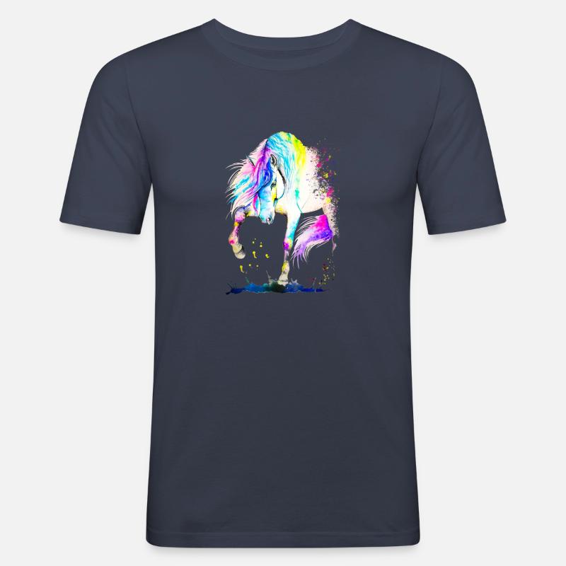 Spanisches Pferd - Männer Slim Fit T-Shirt - Navy