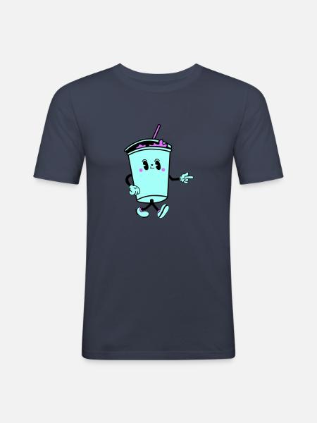 Boisson Dessin Animé - T-shirt près du corps Homme - bleu marine