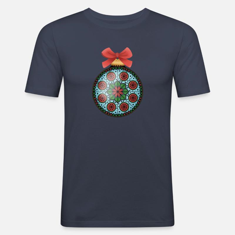 Weihnachtskugel Mandala - Männer Slim Fit T-Shirt - Navy