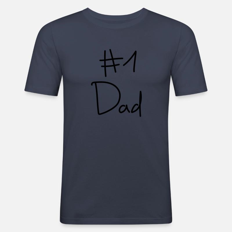 #1 Dad - Bester Vater - Männer Slim Fit T-Shirt - Navy