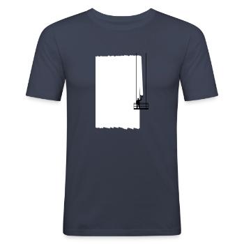 gevels Schilderij - Mannen slim fit T-shirt - navy - Voor - Nik (191cm)