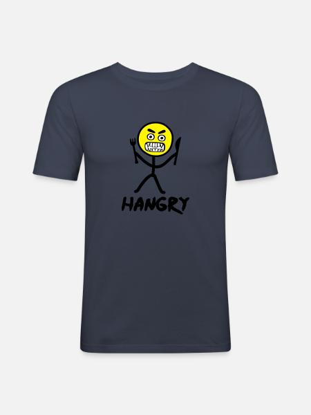 Hungriges Emoji Strichmännchen - Männer Slim Fit T-Shirt - Navy