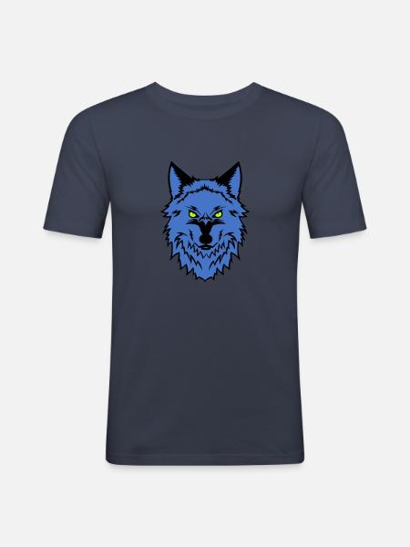 wolf - Männer Slim Fit T-Shirt - Navy