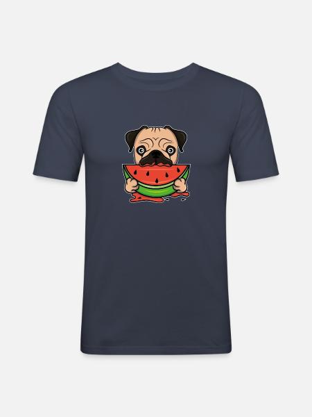 Fransk Bulldog vandmelon sommer Frenchie bølle - Herre Slim Fit T-Shirt - marineblå