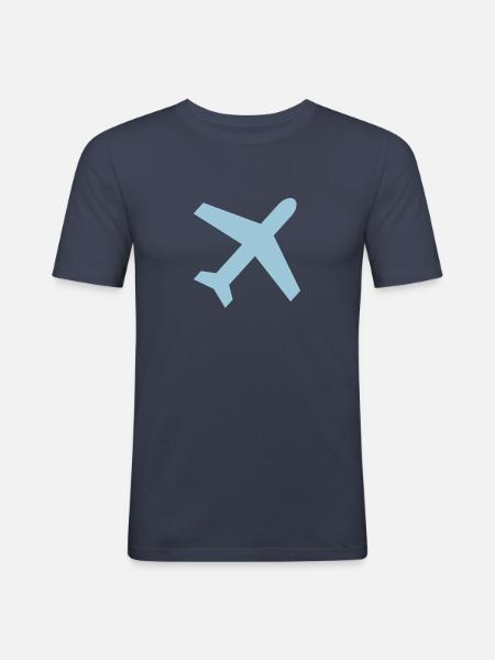 Flugzeug - Männer Slim Fit T-Shirt - Navy