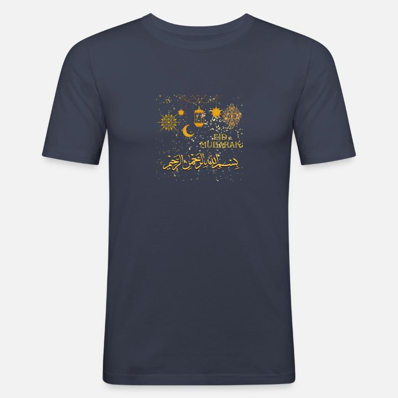 Ramadan, Eid Mubarak - Männer Slim Fit T-Shirt - Navy