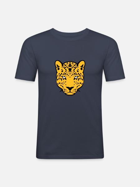 leopards wild animal 30 - Men's Slim Fit T-Shirt - navy