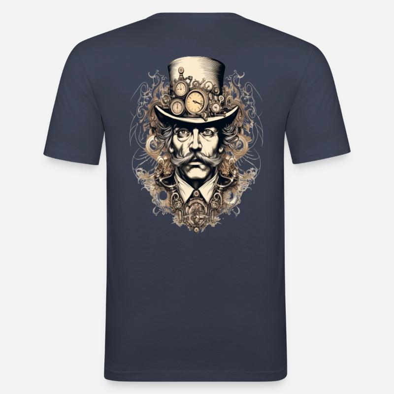 Steampunk Gentleman mit Uhren - Männer Slim Fit T-Shirt - Navy