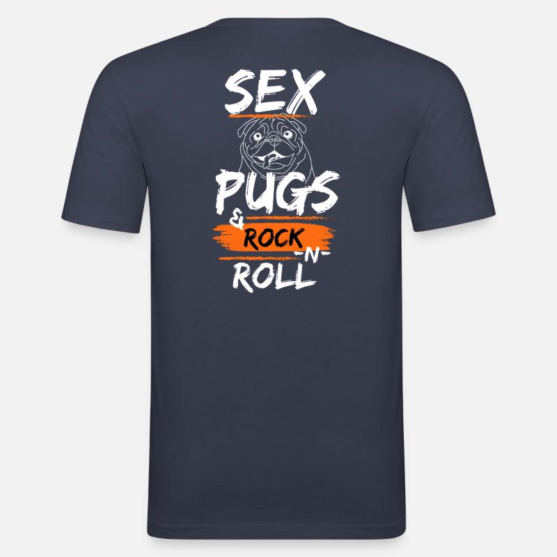 Mops and Roll - Der rockige Mops - Männer Slim Fit T-Shirt - Navy
