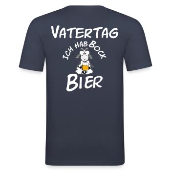 Vatertag - Männer Slim Fit T-Shirt - Navy - Hinten - Nik (191cm)