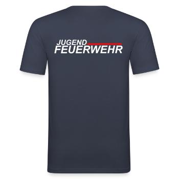FEUERWEHR Modern - Jugend Feuerwehr FW11 - Männer Slim Fit T-Shirt - Navy - Hinten - Nik (191cm)