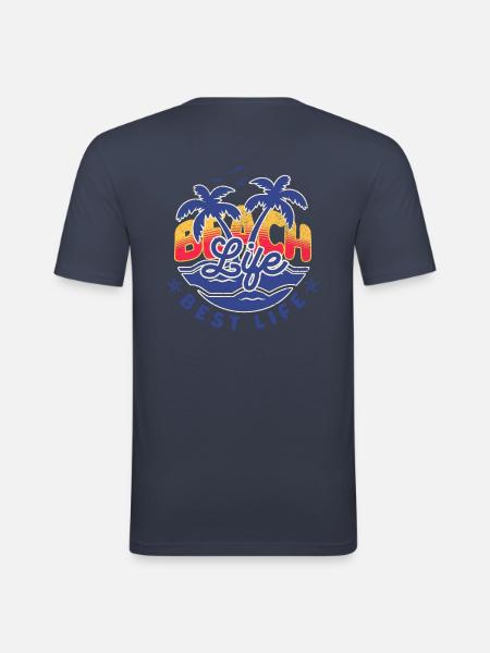 Beach Life - Männer Slim Fit T-Shirt - Navy