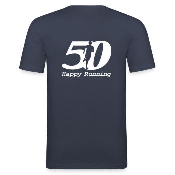 50th birthday of a runner - Men's Slim Fit T-Shirt - navy - Back - Nik (191cm)