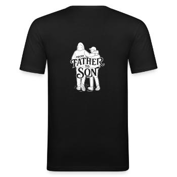 Vom Vater auf den Sohn (Fußball) - Männer Slim Fit T-Shirt - Schwarz - Hinten - Nik (191cm)