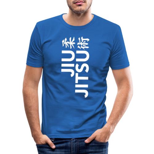 jiujitsu tekst met tekens wit - Mannen slim fit T-shirt