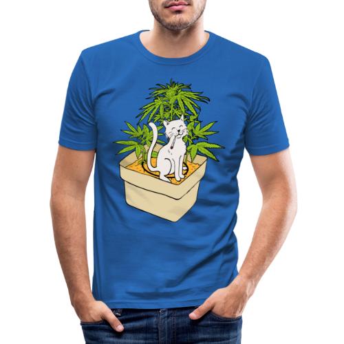 Chat et cannabis en culture indoor hydroponic - T-shirt près du corps Homme