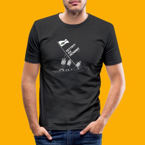 Dat Robot: Destroy War Dark - Mannen slim fit T-shirt