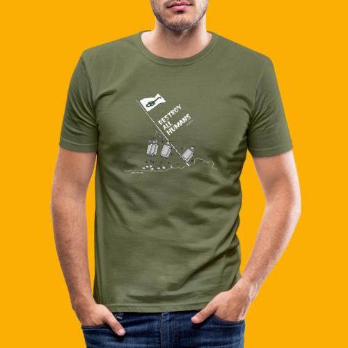 Dat Robot: Destroy War Dark - Mannen slim fit T-shirt