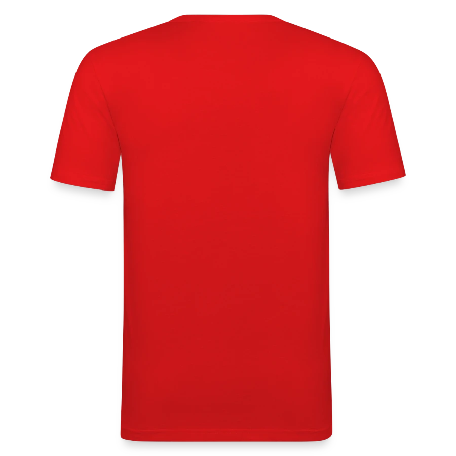 Hollow Peak badge on a men's slim fit t-shirt, red, back