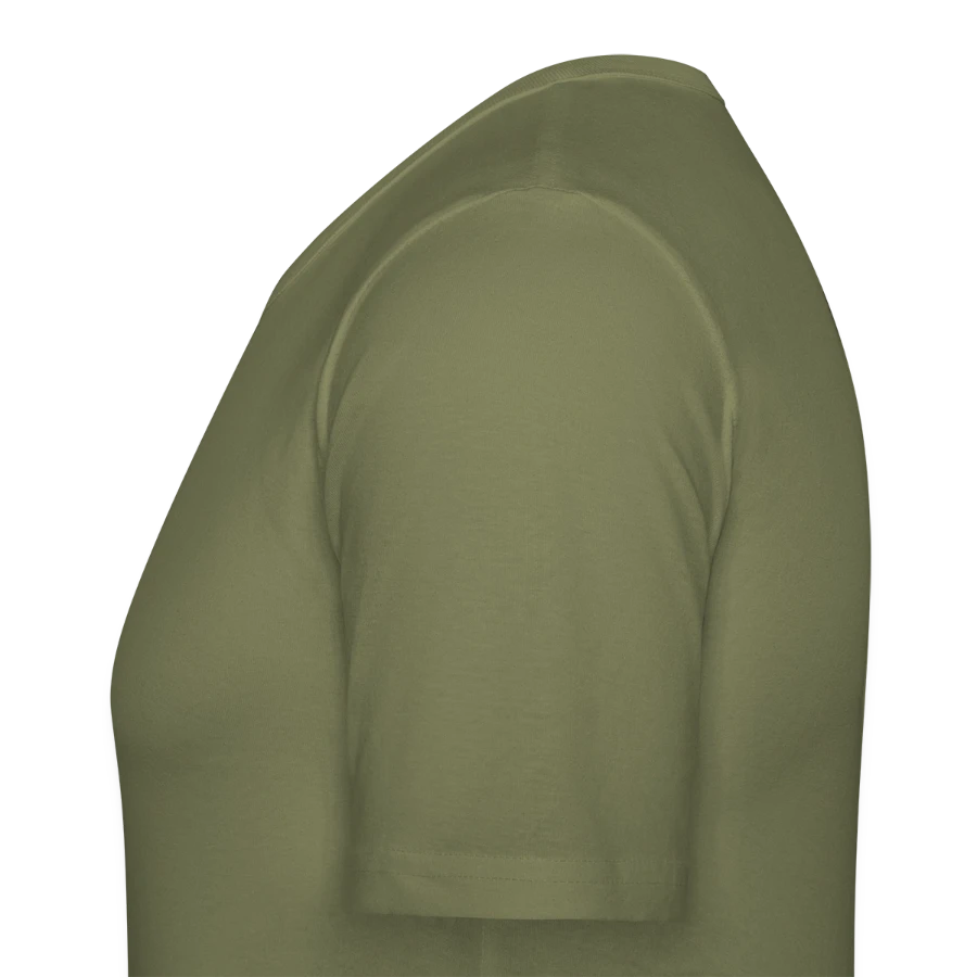 Hollow Peak badge on a men's slim fit t-shirt, khaki green, left