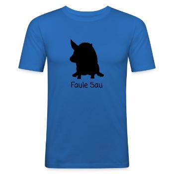 Faule Sau - Männer Slim Fit T-Shirt - Königsblau - Vorne - Jaron (178cm)