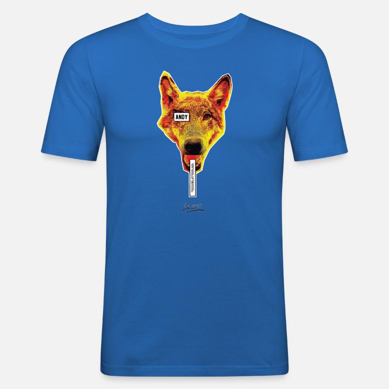 WOLFHOL - Männer Slim Fit T-Shirt - Königsblau