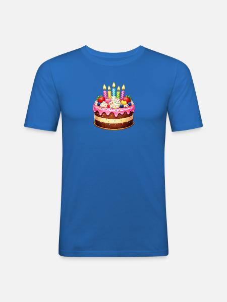 Birthday cake with candles - Men's Slim Fit T-Shirt - royal blue