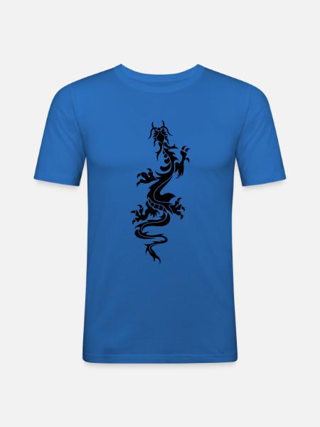 chinese dragon tribal - Men's Slim Fit T-Shirt - royal blue