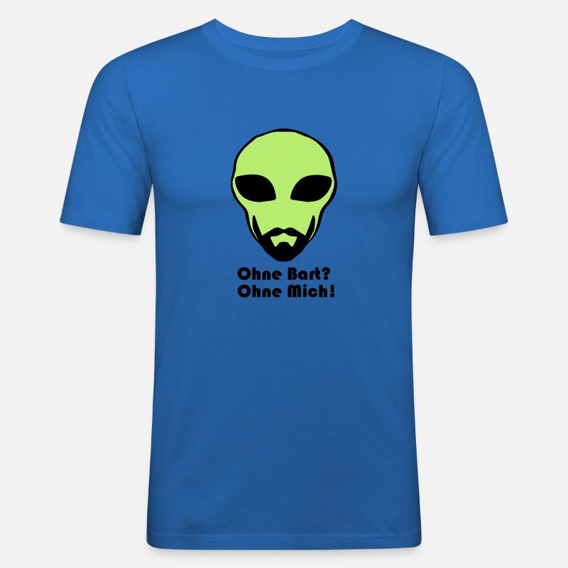 Alien Bart - Männer Slim Fit T-Shirt - Königsblau