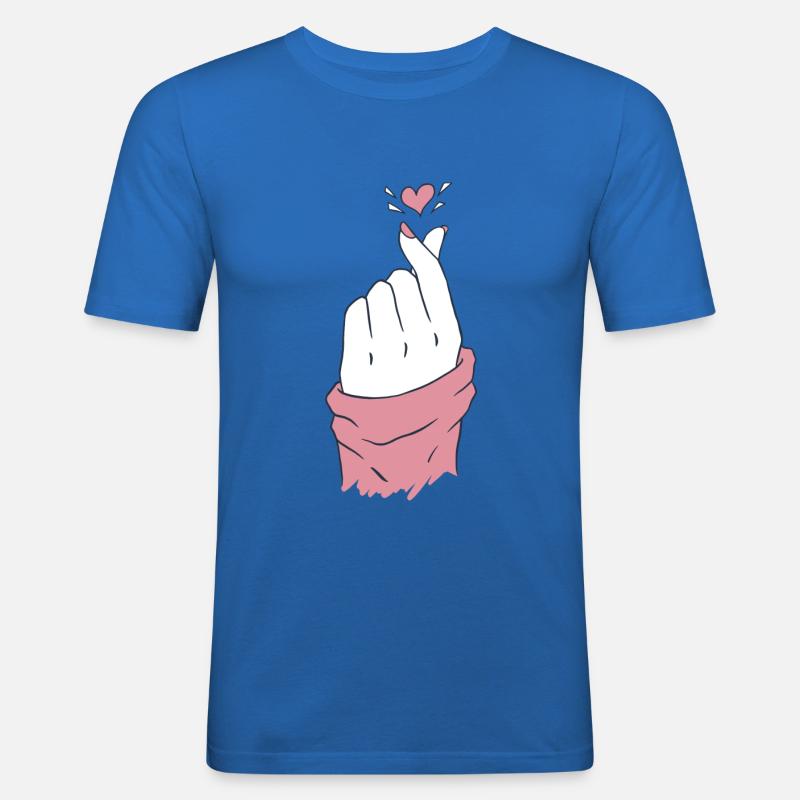 kpop cuore mano rosa - Maglietta aderente da uomo - blu royal