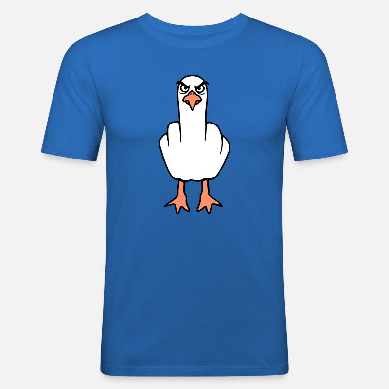 Möwe Mittelfinger Beleidigung Stinkefinger frech - Männer Slim Fit T-Shirt - Königsblau