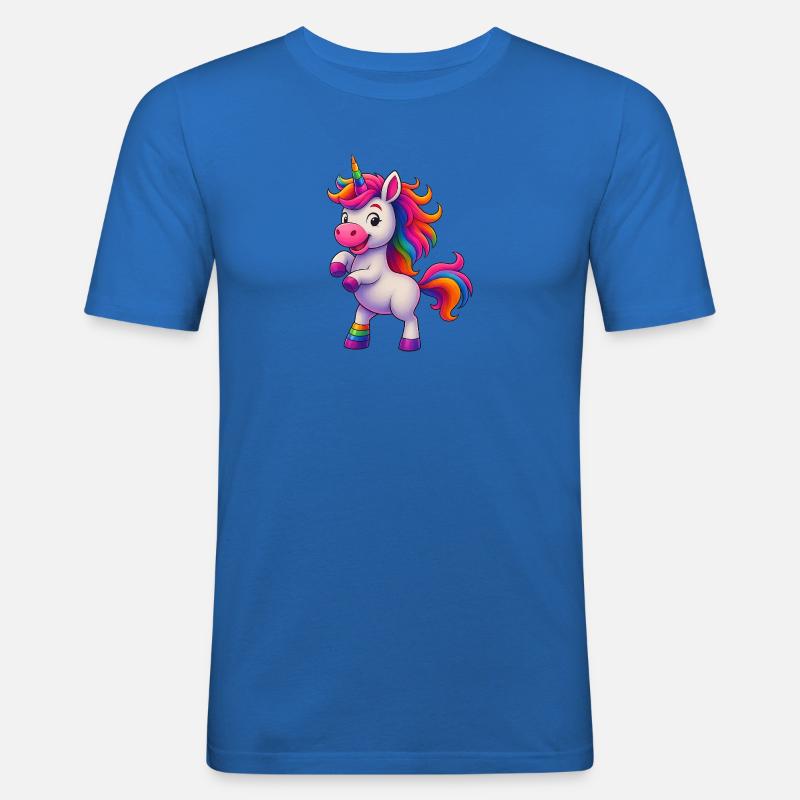 Bunter Einhorn mit Regenbogenmähne - Männer Slim Fit T-Shirt - Königsblau