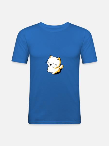 Funny kawaii cat - Men's Slim Fit T-Shirt - royal blue