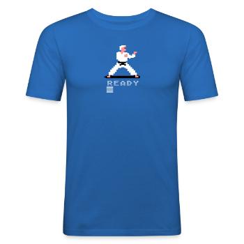 READY - Männer Slim Fit T-Shirt - Königsblau - Vorne - Jaron (178cm)