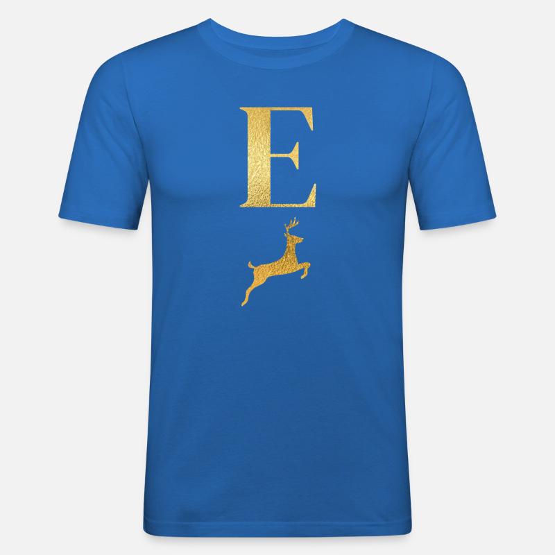 Buchstabe e goldener Hirsch - Geschenkidee - Männer Slim Fit T-Shirt - Königsblau