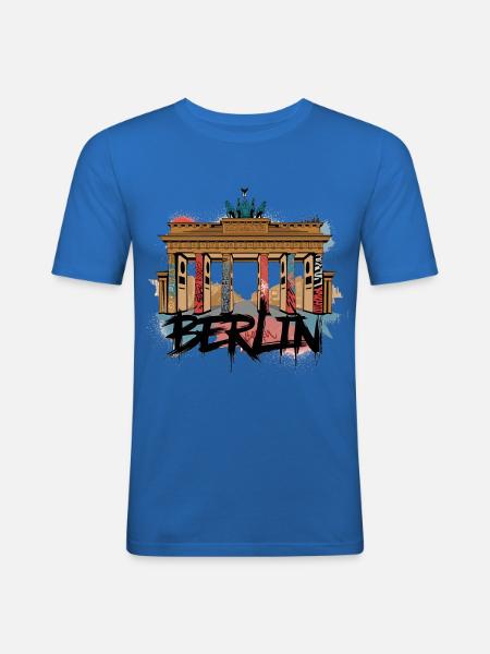 Urban Berlin-stil – Brandenburger Tor - Slim Fit T-skjorte for menn - kongeblå
