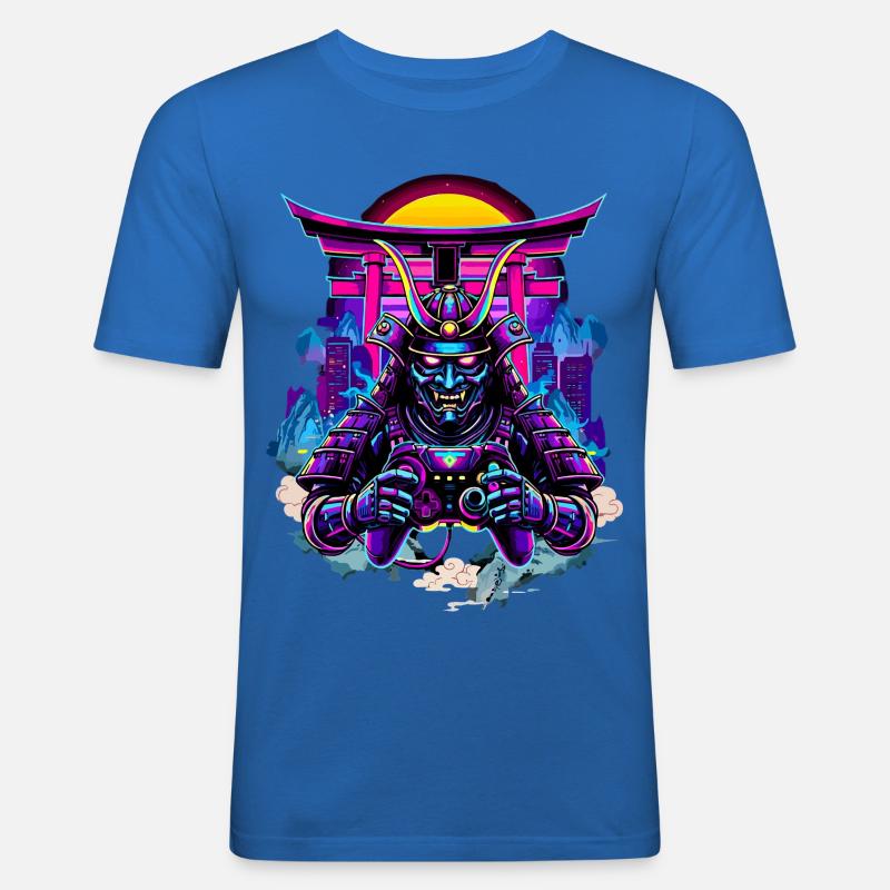 Samurai Maske gaming Controller Sythwave gaming  - Männer Slim Fit T-Shirt - Königsblau