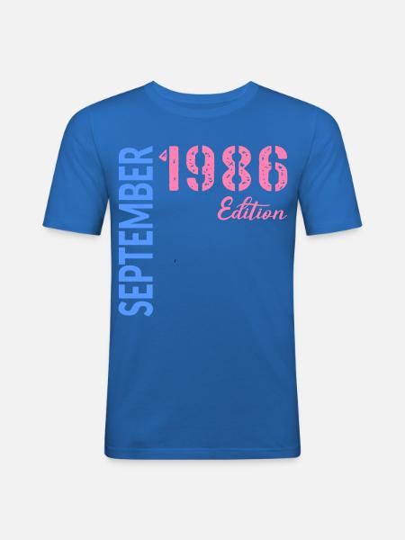 Anniversaire de septembre 1986 - T-shirt près du corps Homme - bleu roi
