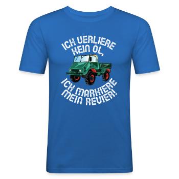Ich verliere kein Öl - Unimog - Offroad - Oldtimer - Männer Slim Fit T-Shirt - Königsblau - Vorne - Jaron (178cm)