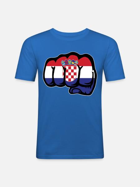 Croatia flag hand fist - Men's Slim Fit T-Shirt - royal blue