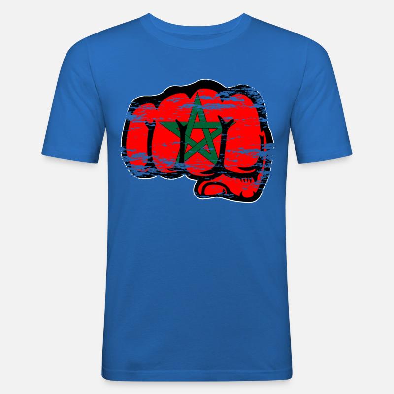 Marokko Flagge Hand Faust used - Männer Slim Fit T-Shirt - Königsblau