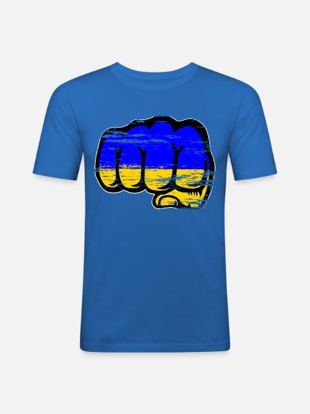 Ukraine Flag Hand Fist Used - Men's Slim Fit T-Shirt - royal blue