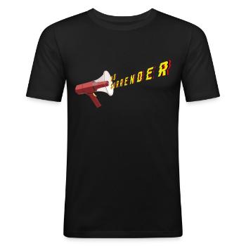 No Surrender - Megaphone - Men's Slim Fit T-Shirt - black - Front - Nik (191cm)